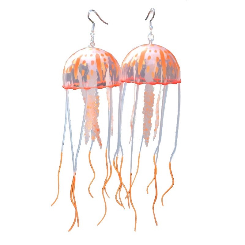 Set 2 Mặt Dây Chuyền Silicone Tua Rua Hình Sứa Phong Cách Trung Hoa Cho Nữ