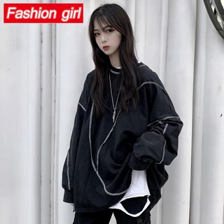 Áo Nỉ Tay Dài Dáng Rộng Phong Cách Hip Hop Hàn Quốc Thời Trang Cho Nam Và Nữ