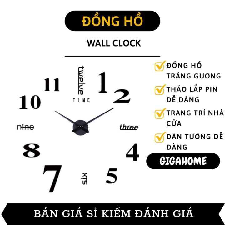 Đồng Hồ Dán Tường 3D GIGAHOME Tráng Gương Phong Cách Châu Âu Độc Đáo Loại Lớn 8805