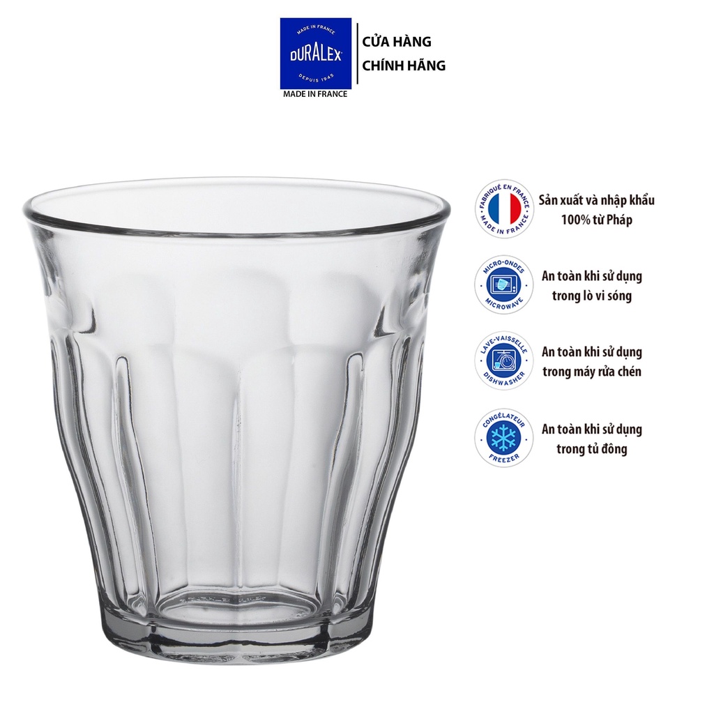 Bộ 6 ly D1027A Duralex - Picardie Trong Clear 250ml Thủy tinh cường lực cao cấp Pháp