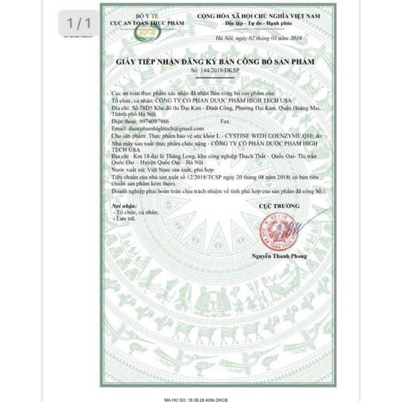 Viên uống L-CYSTINE  ngăn ngừa rụng tóc nám tàn nhan