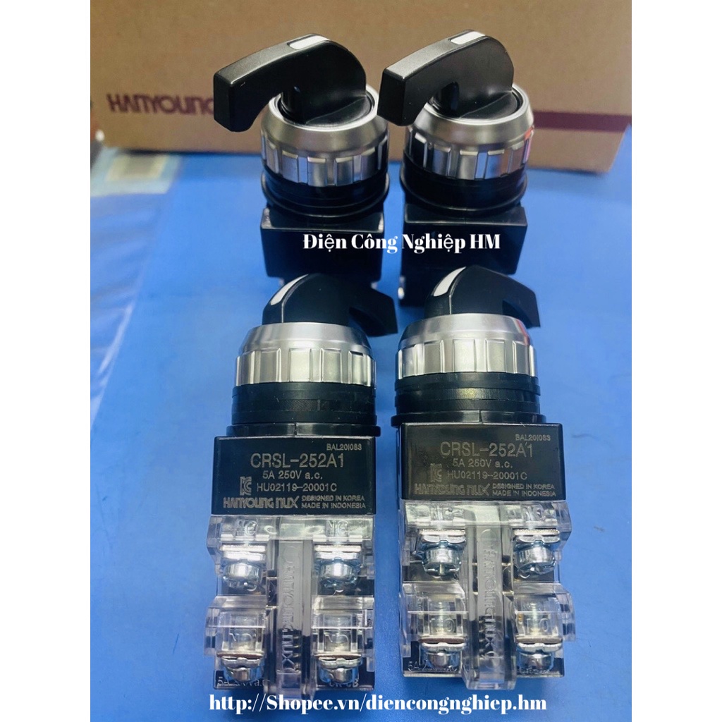 Công tắc xoay chuyển mạch 2 vị trí Phi 25 HanYoung CRSL-252A1 Hàng Chính Hãng