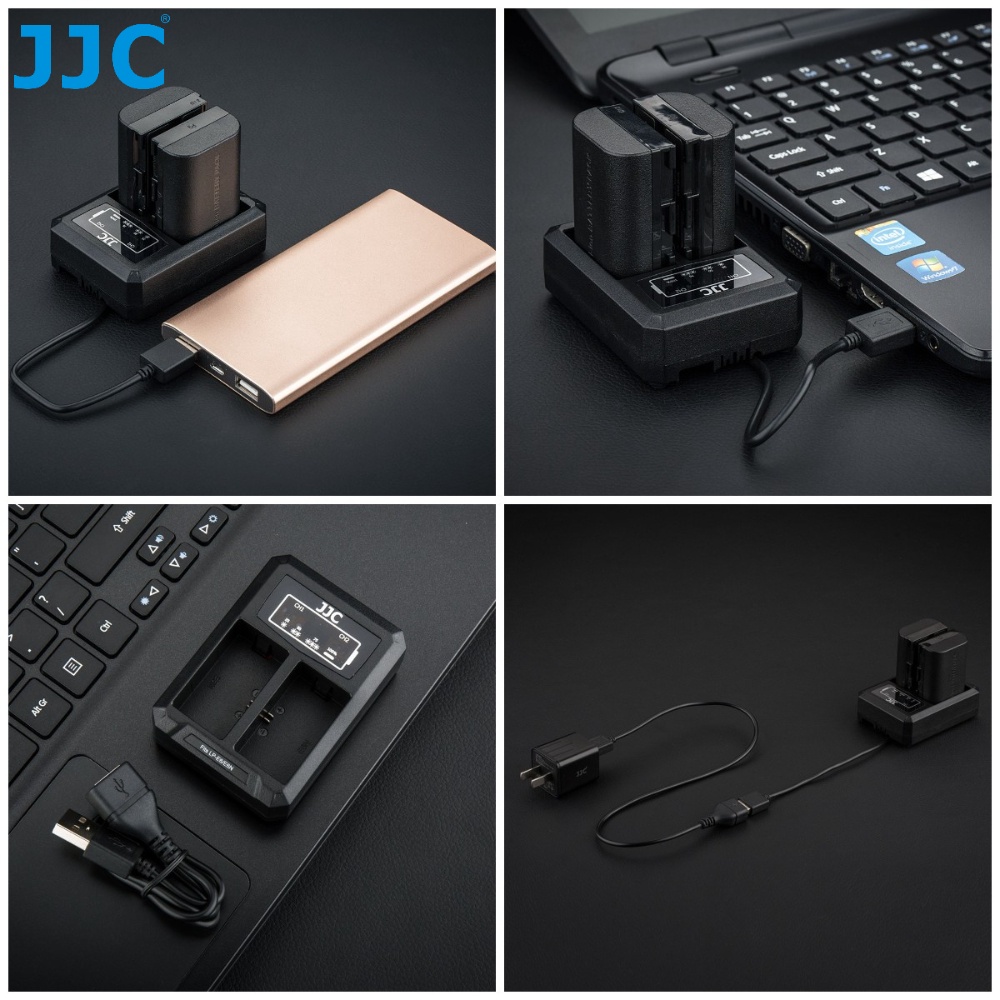 Bộ sạc pin máy ảnh JJC cổng USB cho Canon LP-E6 LP-E6N EOS R R5 R6 R7 90D 80D 70D 60D 60Da 6D Mark II 7D Mark II 5D