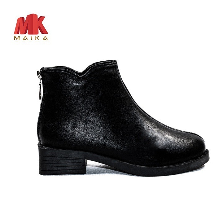 Boot Nữ Đế Bằng Cao 3cm Cổ Ngắn S126 Đen MK MAIKA