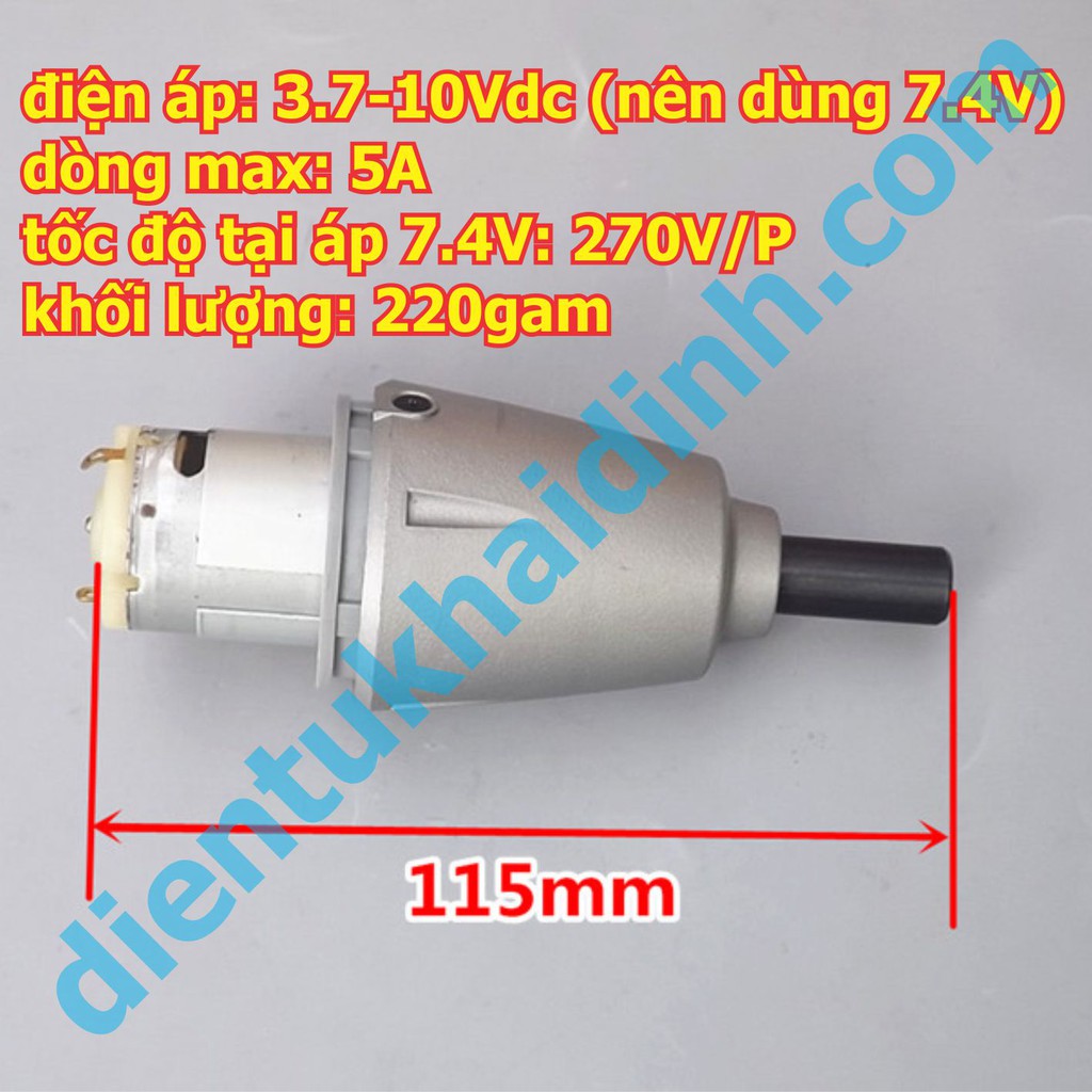 động cơ giảm tốc chế đầu bắn vít 7.4Vdc 5A 270V/P 220gam kde4889