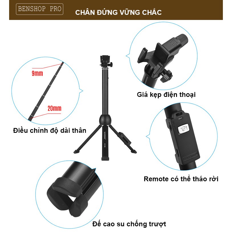 Chân đế kiêm gậy chụp hình bluetooth Yunteng VCT-992 | BigBuy360 - bigbuy360.vn
