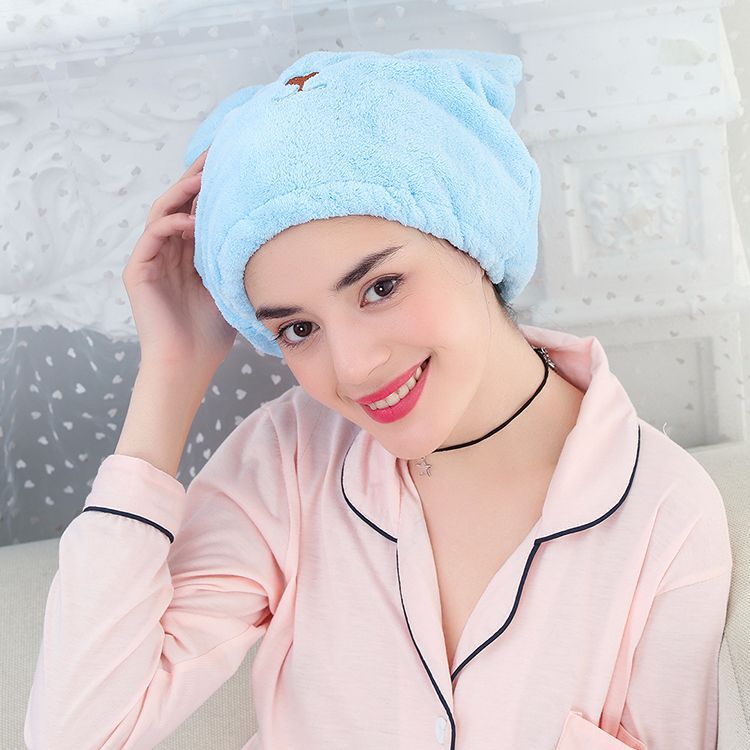 Mũ trùm tóc thấm hút tốt kiểu dáng động vật hoạt hình xinh xắn tiện lợi