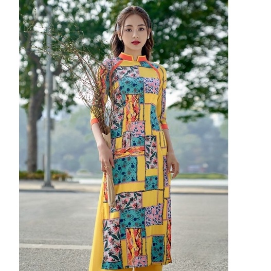 Áo dài cách tân họa tiết nữ chất lụa cao cấp Orchid CD26O254