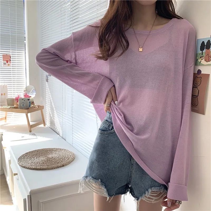 Áo Thun Dài Tay Dáng Rộng Vải Mỏng Chống Nắng Thời Trang Mùa Hè Dành Cho Nữ 2022 | BigBuy360 - bigbuy360.vn
