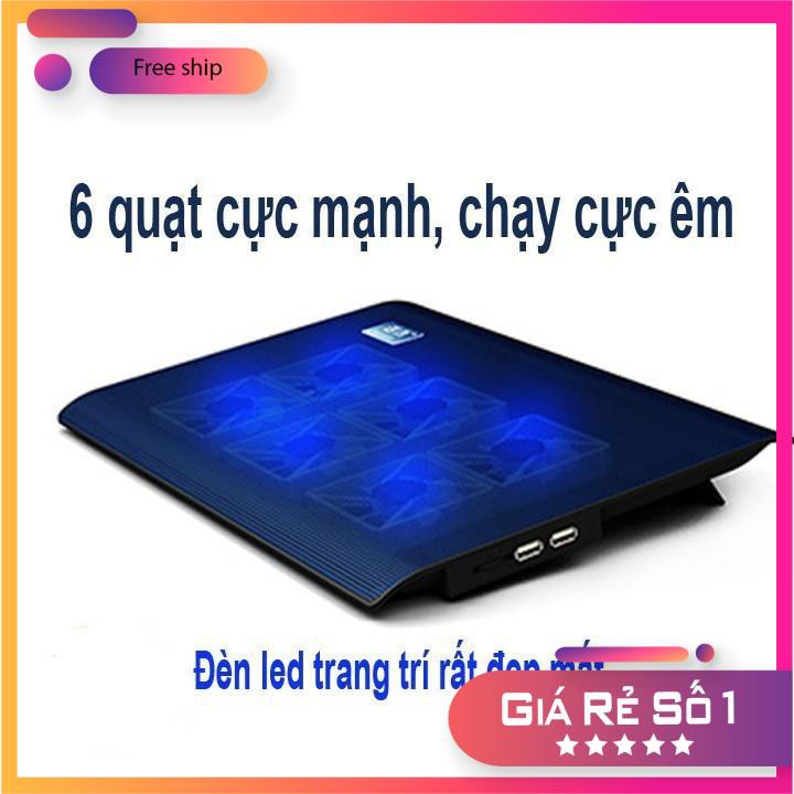 Đế Tản Nhiệt Máy Tính Xách Tay Laptop L112  Có 6 Quạt Làm Mát Hiệu Ứng Đèn Led Cực Đẹp