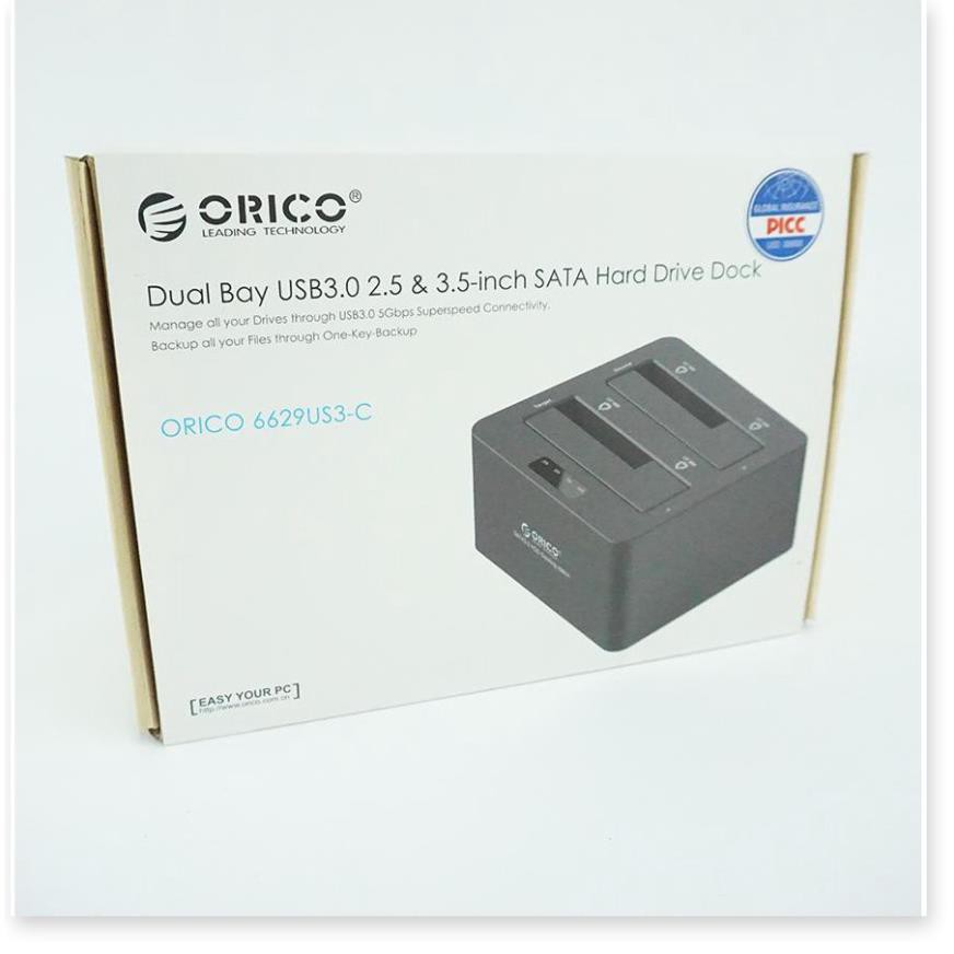 🌸 𝑭𝒓𝒆𝒆𝒔𝒉𝒊𝒑 🌸  Dock ổ cứng ⭐ Đầu chép ổ cứng đôi Orico 6629US3-C  ⭐ bảo hành uy tín 1 đổi 1 NEW