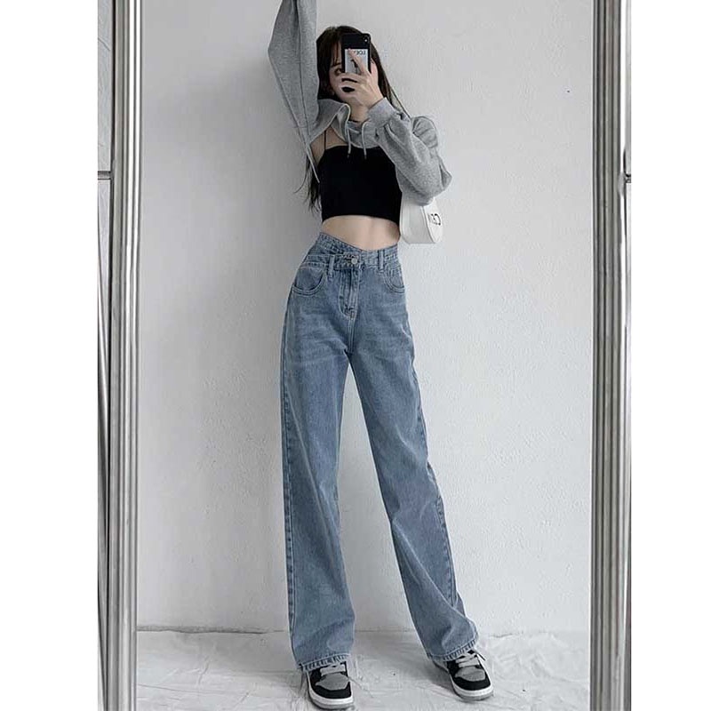Quần Jeans Cạp Cao Đáp Lệch M1331-Violet