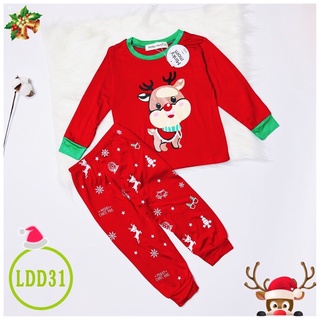Bộ noel đỏ in tuần lộc minky