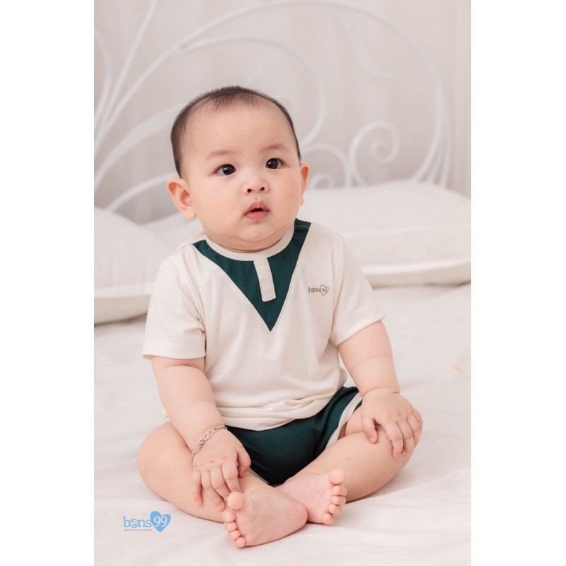 Bộ cổ trụ pettit cộc tay cho bé trai bé gái Bons99 (PT003)