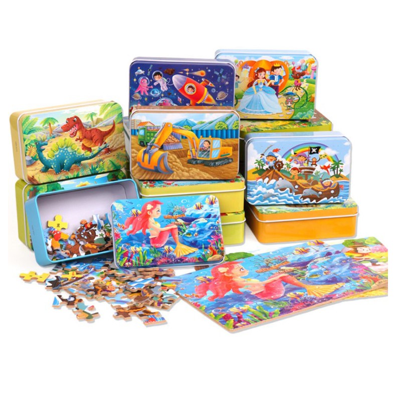 Tranh ghép 60 miếng có hộp sắt cho bé phát triển trí tuệ