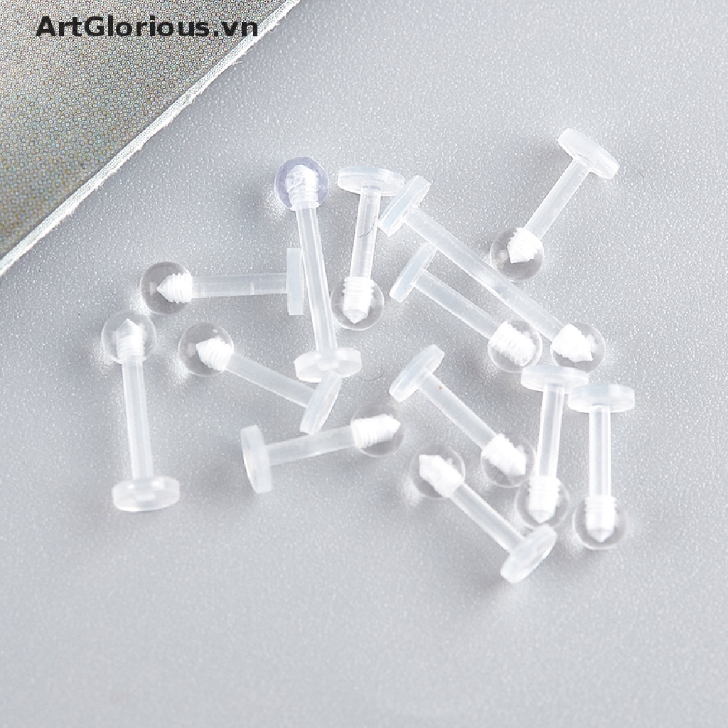 Set 10 Khuyên Xỏ Môi / Tai / Môi Bằng Acrylic Trong Suốt