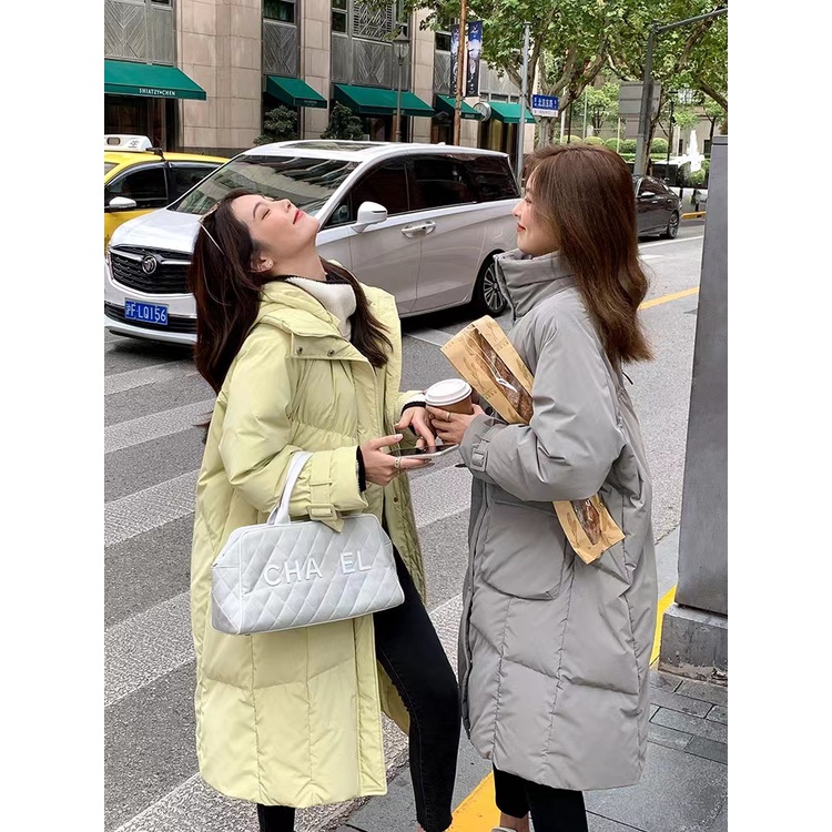 Hình Ảnh Chính Thức Hai Chanh Sương Mù Áo Khoác Phao Dài Trung Bình Màu Xám Thiết Kế Cảm Giác Chống Lạnh W