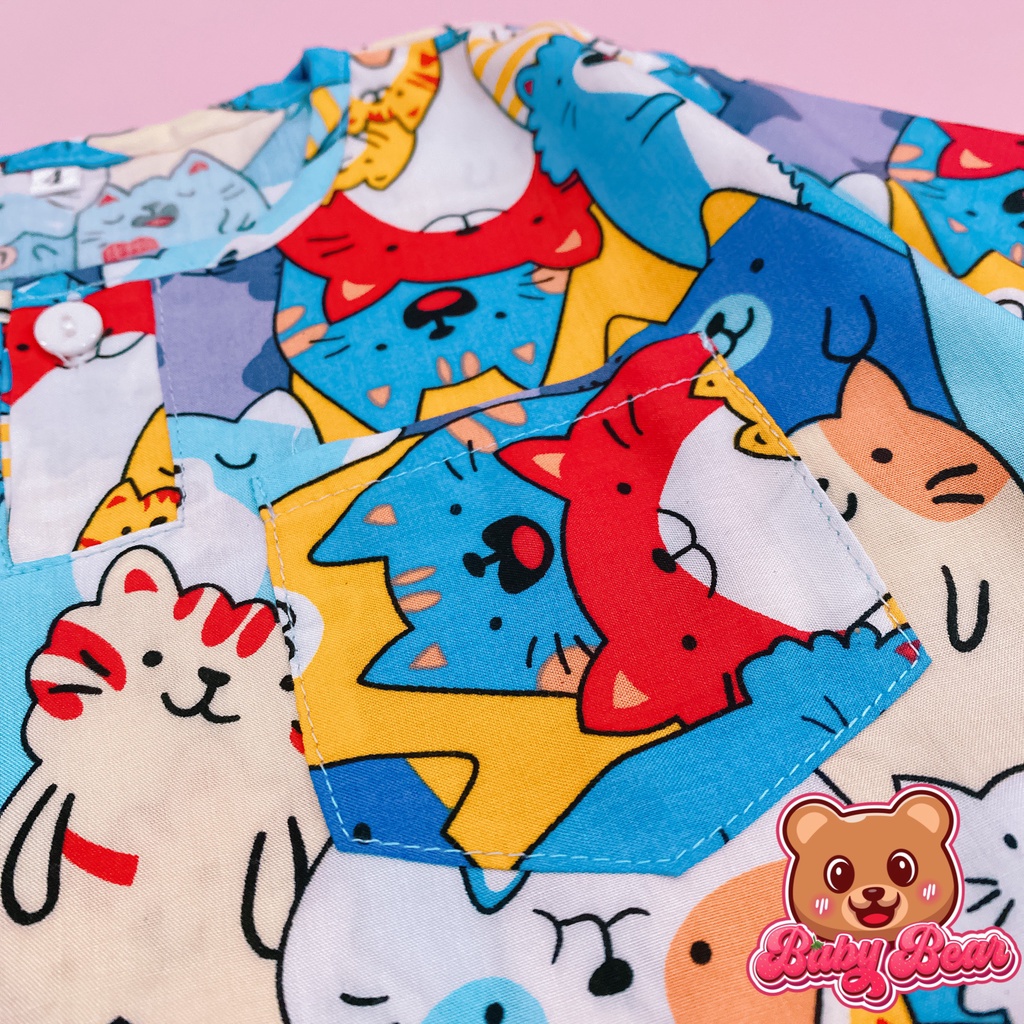 Bộ quần áo tole lanh dài tay bé trai chất mềm, mịn, mát size 8-50kg BabyBear