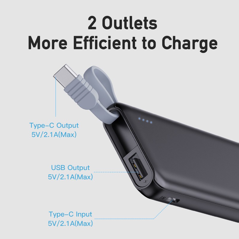 Sạc Dự Phòng awei P2K 5000mAh Portable mobile phone Power bank Data cable Type-c usb multi-port