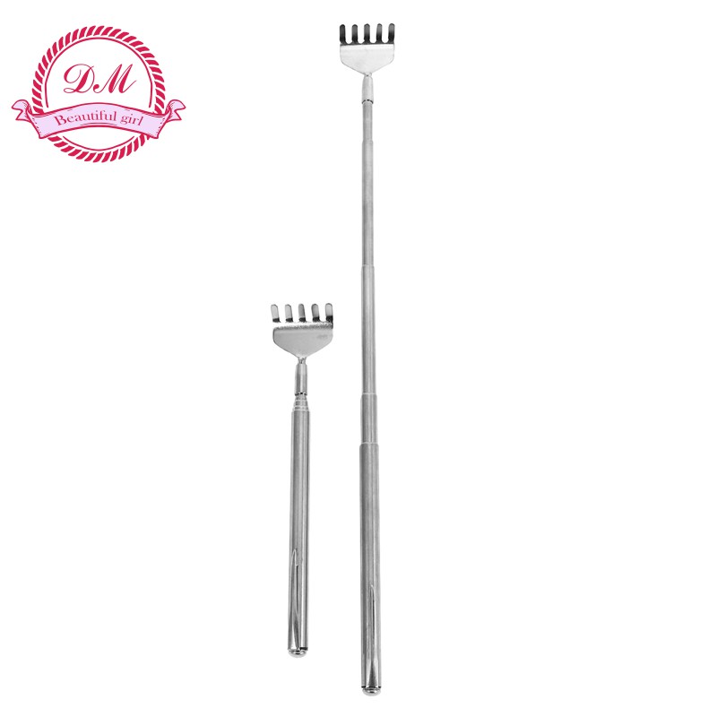 2x Telescopic Stainless Steel Back Scratcher with Pocket Clip