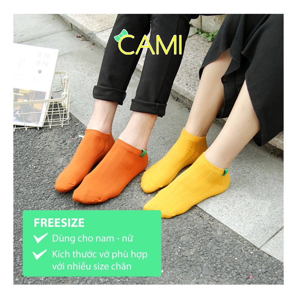 Vớ cổ ngắn dành cho nam và nữ, êm thoáng, hút ẩm mồ hôi tốt, màu trơn dễ đi kèm với các phụ kiện khác - Cami - CMPK220