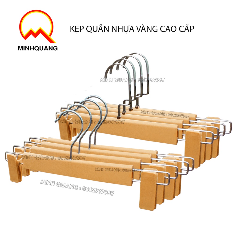 kẹp quần nhựa vàng giả gỗ size 32cm nam nữ,móc treo quần áo cho shop thời trang