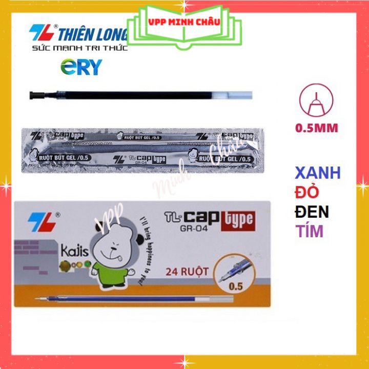 Ngòi Bút Nước 0.5mm Thiên Long GR-04 Đủ Màu Xanh/Đỏ/Đen/Tím