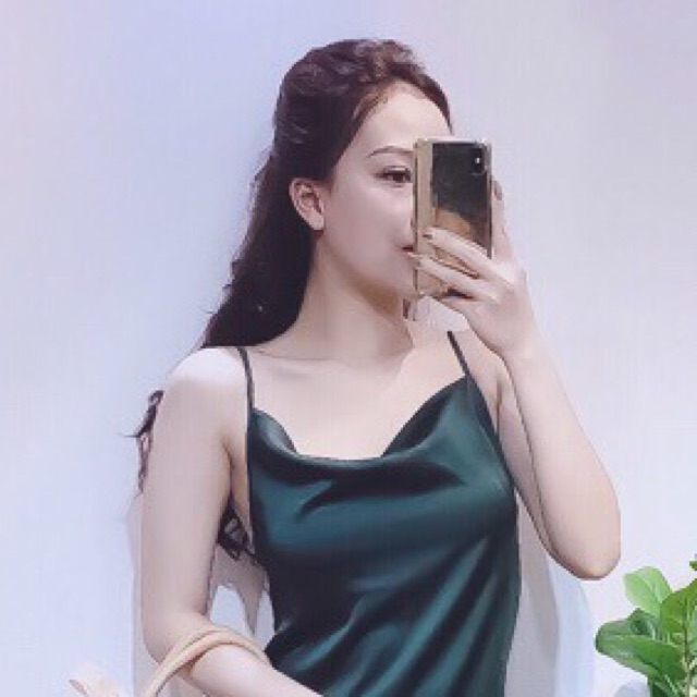 Đầm cổ đổ satin lụacao cấp video thật 100% | BigBuy360 - bigbuy360.vn