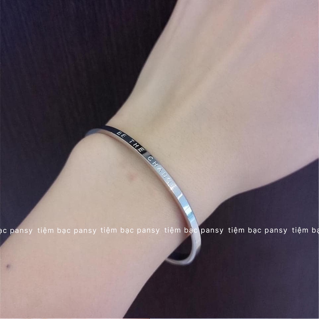 Vòng tay nam nữ bạc ta PANSY khắc chữ theo yêu cầu - Vòng tay Classic Silver đeo đôi, đeo nhóm