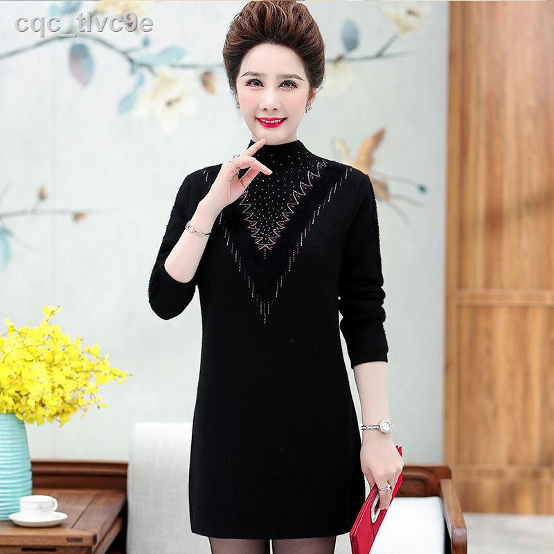 Mother dress autumn and winter mink velvet women s mid-length western-style sweater skirt middle-aged thick bottoming sh | BigBuy360 - bigbuy360.vn