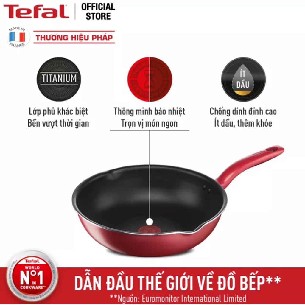 Chảo chiên sâu lòng Tefal So Chef 24/28cm - Chảo chống dính đáy từ, thích hợp mọi loại bếp, chấm báo nhiệt độc quyền