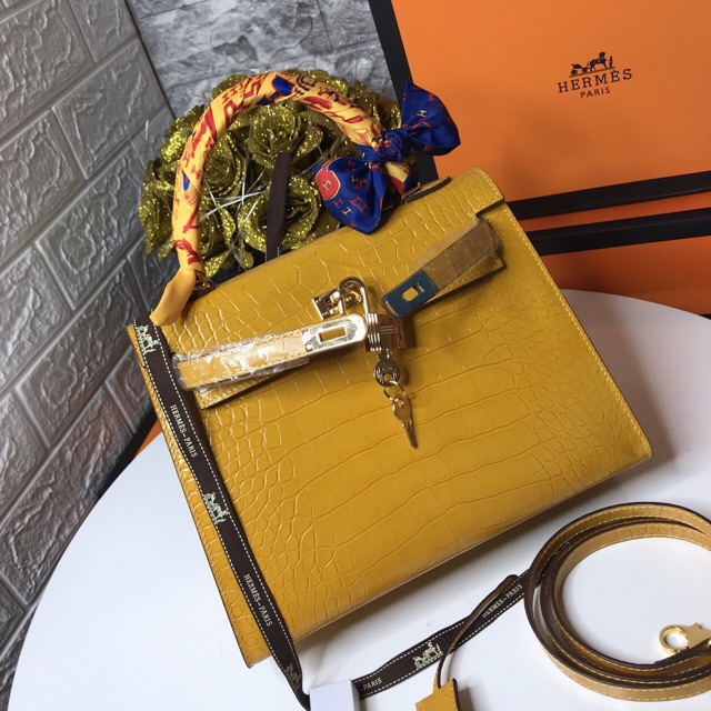 Túi H*M da bò dập vân cá sấu hàng cao cấp