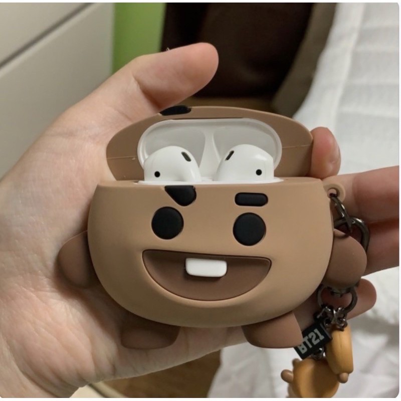 Combo BT21 Airpod Case + Waggle Keyring | Vỏ đựng airpod + móc khoá waggle chính hãng