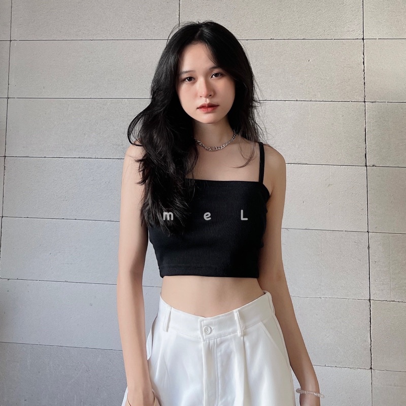 ÁO HAI DÂY CROP THUN GÂN