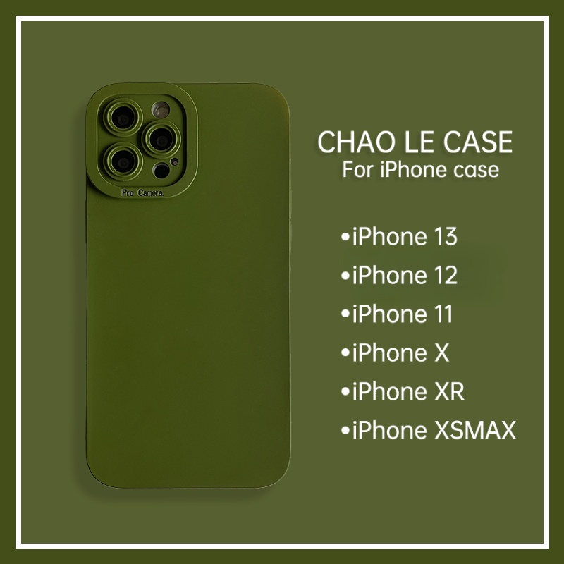 Ốp Điện Thoại Màu Xanh Lá Đậm Trơn Đơn Giản Chống Sốc Cho iPhone11 13pro 12 xr xsmax 7 8 plus