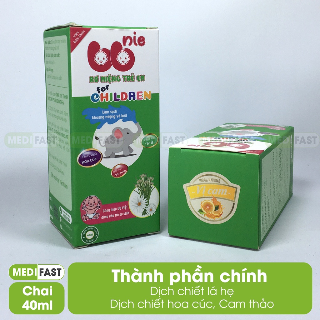 Dung dịch BBnie rơ lưỡi cho trẻ từ sơ sinh vị cam Chai 40ml, làm sạch tưa lưỡi từ Lá hẹ, Cúc hoa và thảo dược