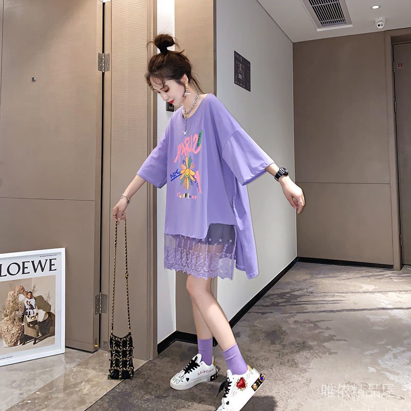 💖Confirm💖Áo khoác dáng dài form rộng phối ren Size lớn thời trang mùa hè Hàn Quốc