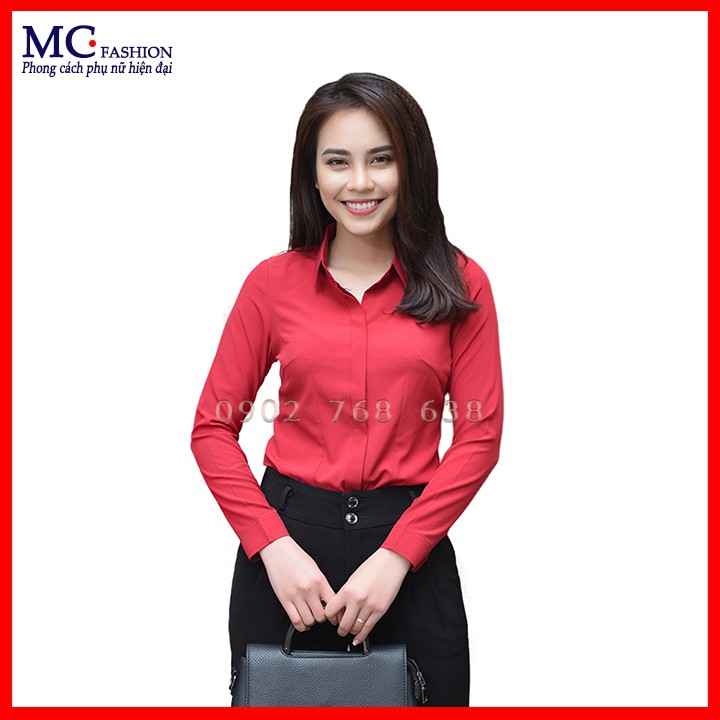 Áo sơ mi nữ công sở tím than dài tay mc fashion a198