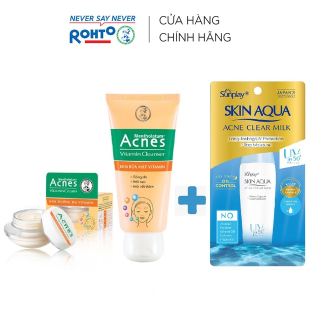 Bộ sản phẩm mờ thâm sẹọ mụn, sáng da chống nắng Acnes | BigBuy360 - bigbuy360.vn