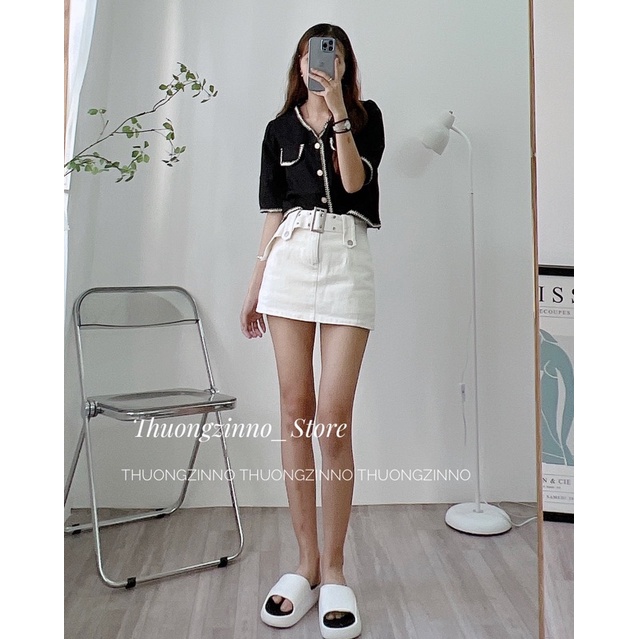 [HOT QUẢNG CHÂu]Chân váy kaki jean quảng châu kèm đau to chất chơi Chân váy kèm quần trong dày dặn