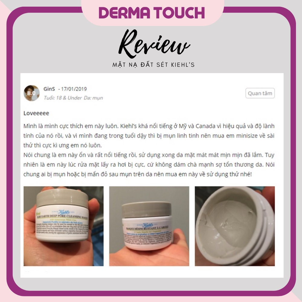 Mặt nạ đất sét Kiehl's dành cho da dầu mụn, se khít lỗ chân lông, giảm mụn-Dược mỹ phẩm chính hãng Derma Touch