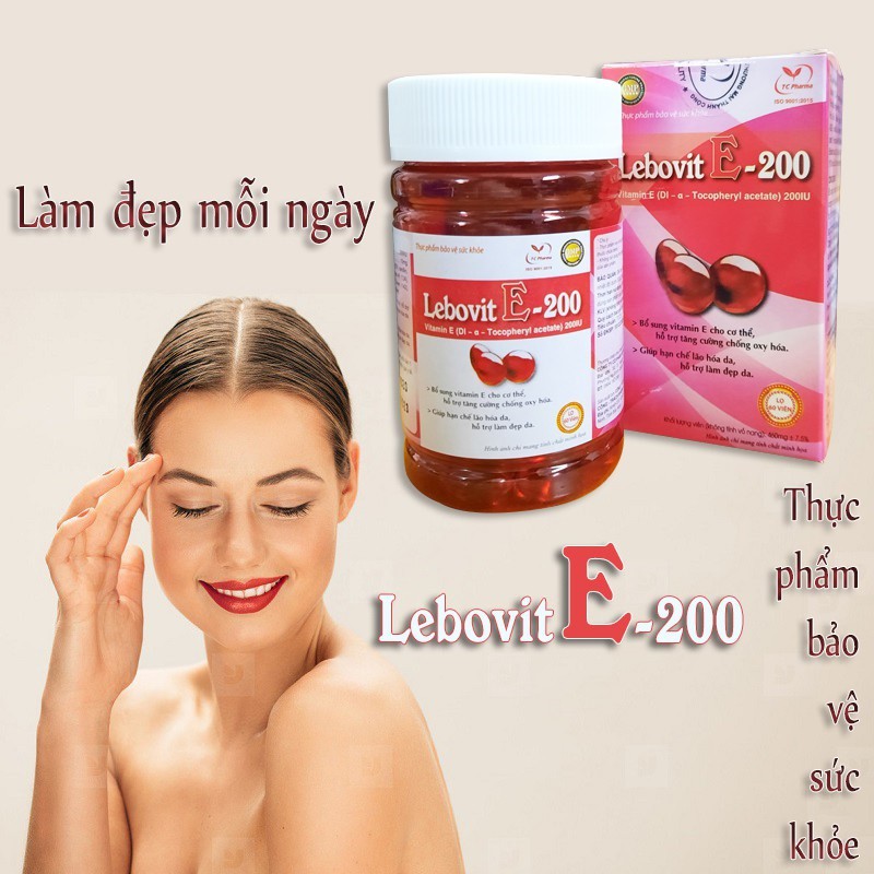 Vitamin E - Thực phẩm bảo vệ sức khỏe làm đẹp da Lebovit E-200 hộp 60 viên