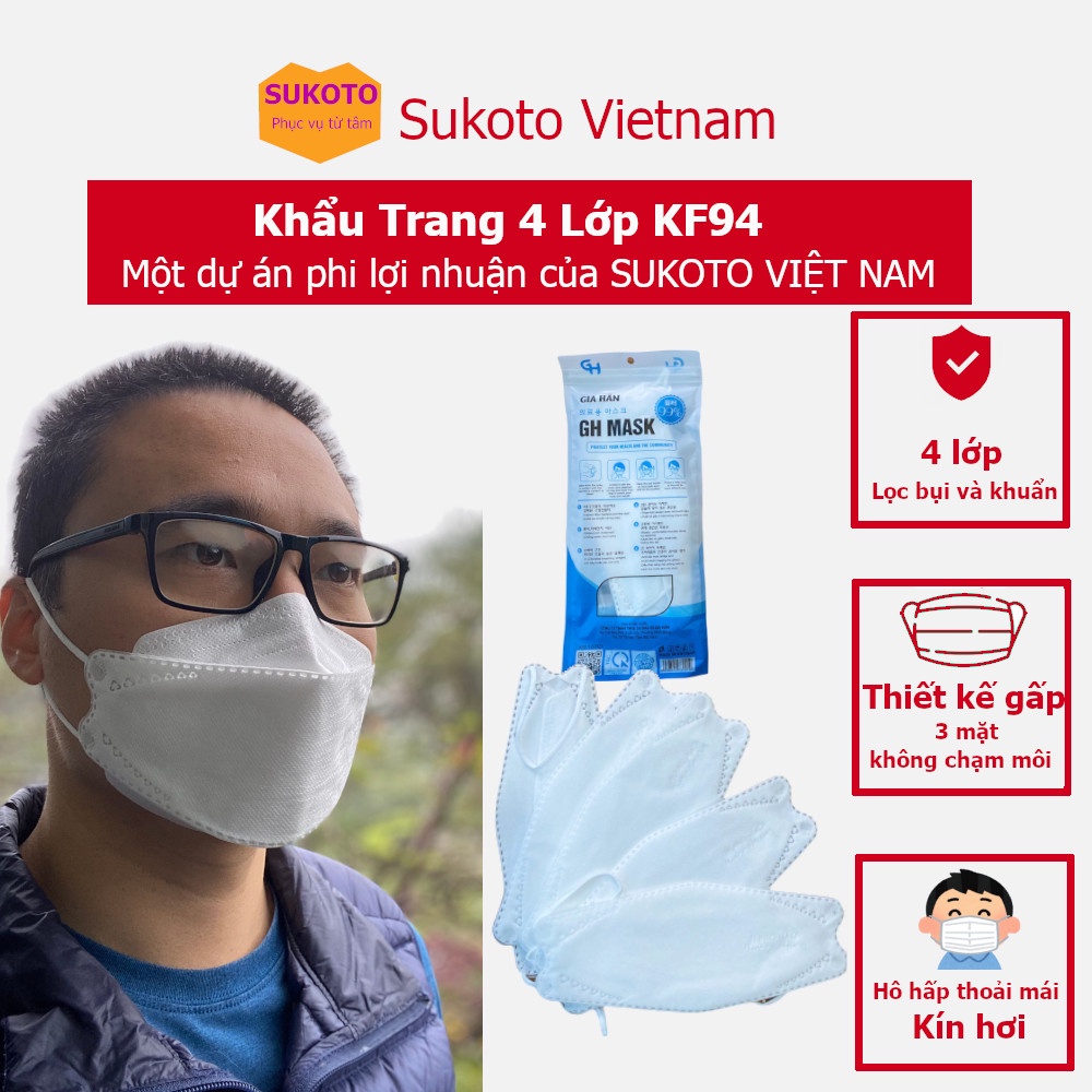 10 Chiếc Khẩu Trang 4 Lớp KF94 GH MASK - Lọc khuẩn và bụi min, hàng cao cấp