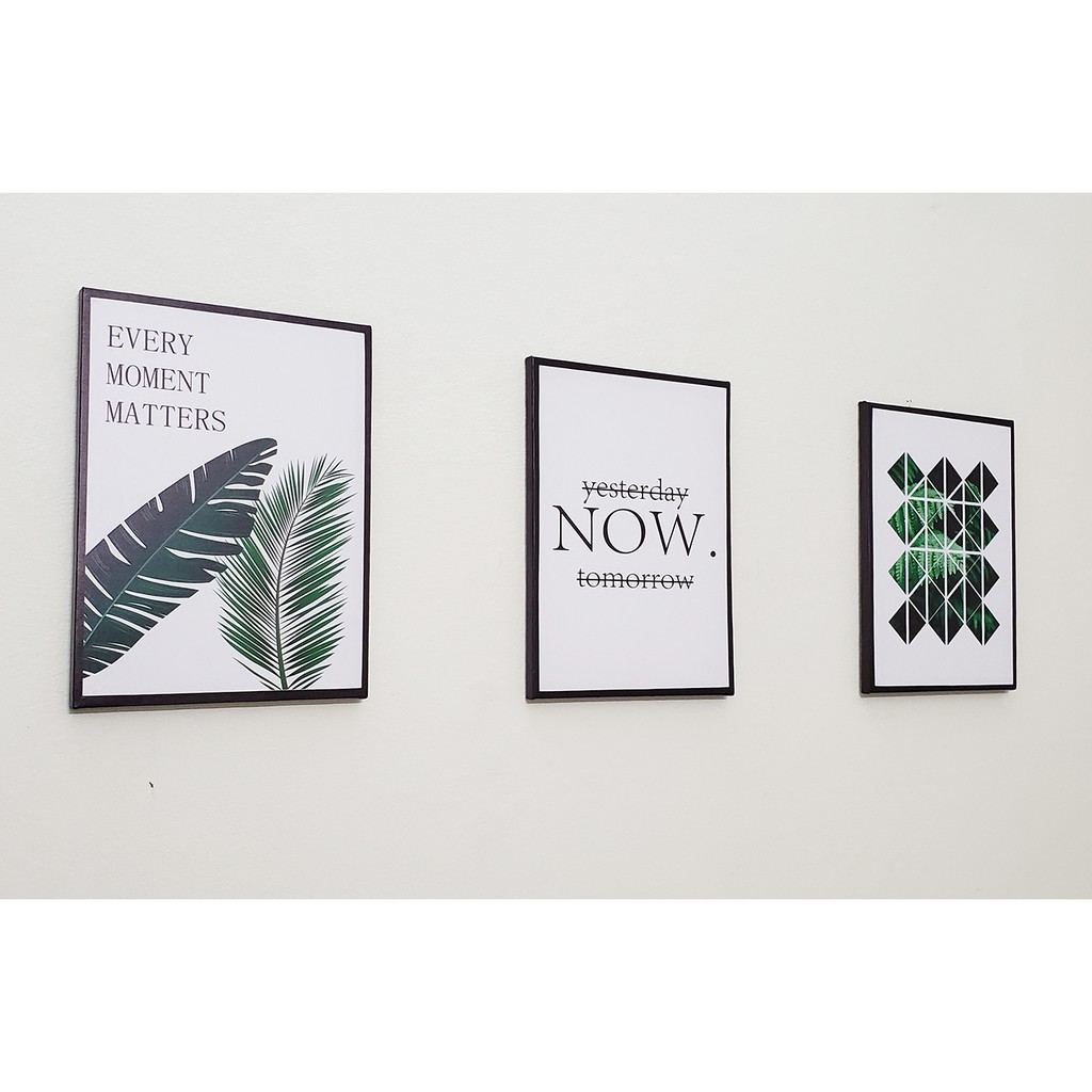 Tranh bộ 3 bức lá xanh,tranh trang trí A01