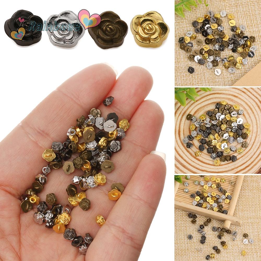 Set 20 nút kim loại 5mm hình hoa hồng dễ thương dùng để may quần áo búp bê DIY