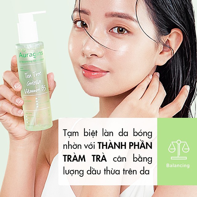 Gel rửa mặt làm sạch sâu cho da dầu mụn The Auragins Oil Balancing Gel Cleanser