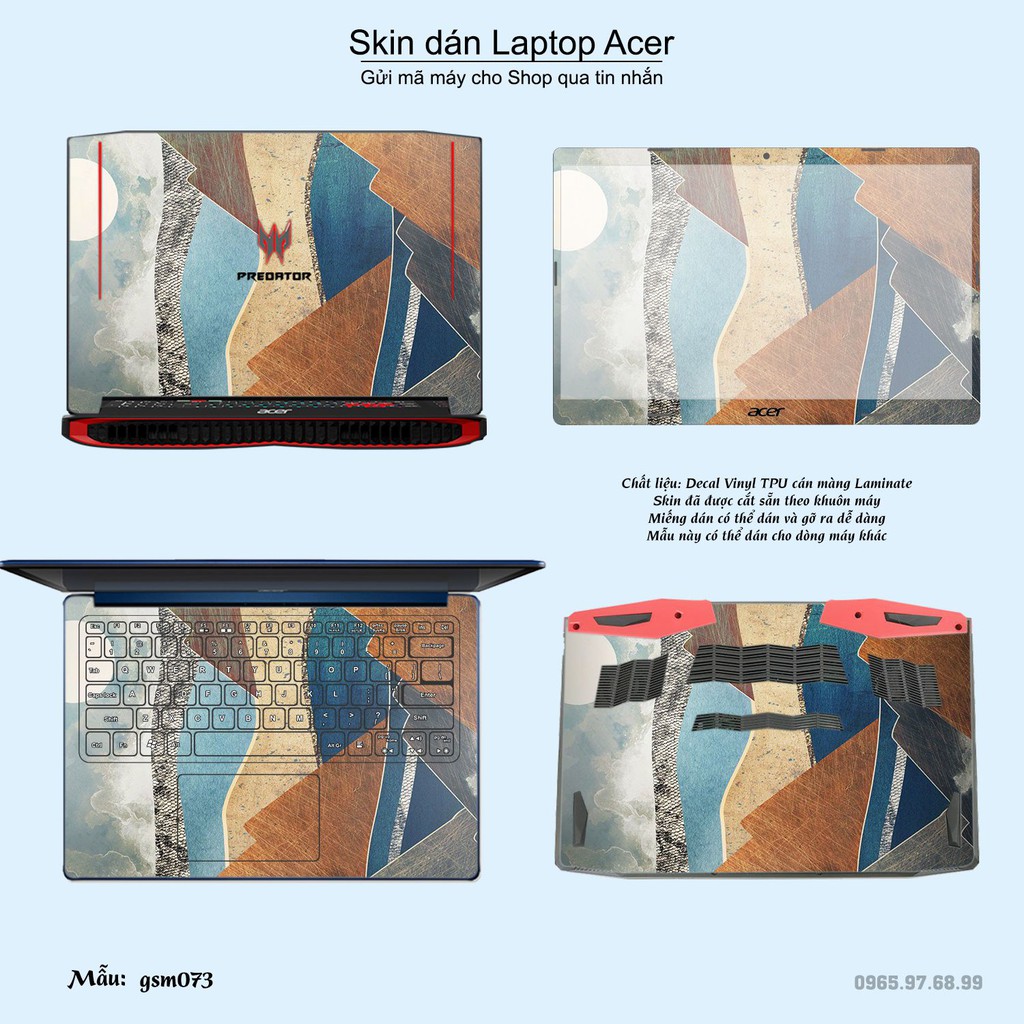 Skin dán Laptop Acer in hình giả sơn mài (inbox mã máy cho Shop)