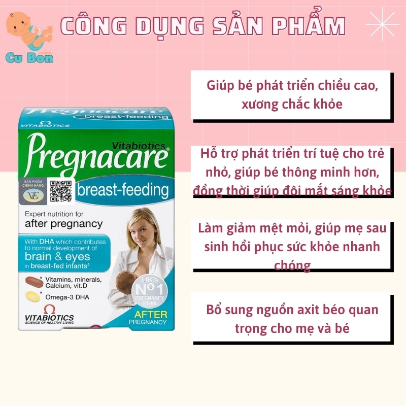 Vitamin tổng hợp Pregnacare Breast-Feeding (84v) giúp lợi sữa tăng cường đề kháng cho mẹ cho con bú sau sinh, UK