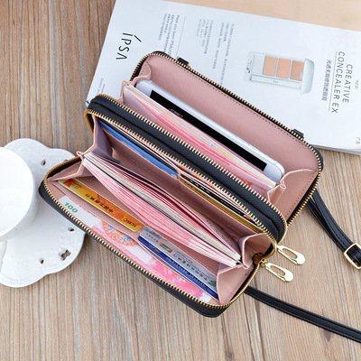 Ví nữ dài cầm tay kèm dây đeo chéo, đeo vai NEW-0032 kiểu dáng 2 khóa kéo tiện dụng chất liệu da cao cấp, bền đẹp