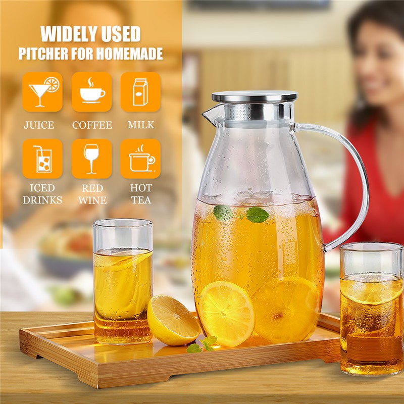 Bình thủy tinh chịu nhiệt ONEISALL 2.6L dung tích lớn có nắp thép không gỉ